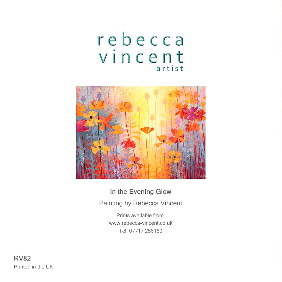 rebecca vincent In the Evening Glow greetings card flowers sunset