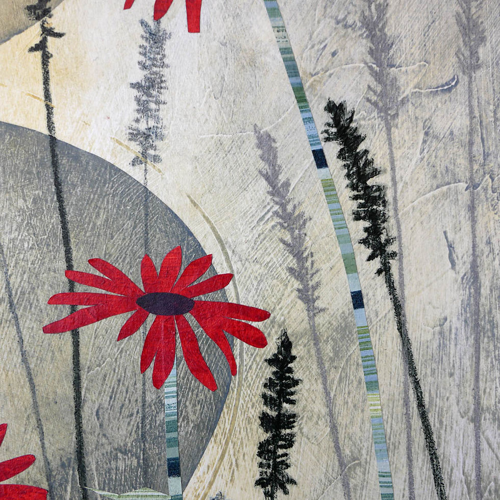 Thumbnail: rebecca vincent poppies painting grasses flower collage mixed media