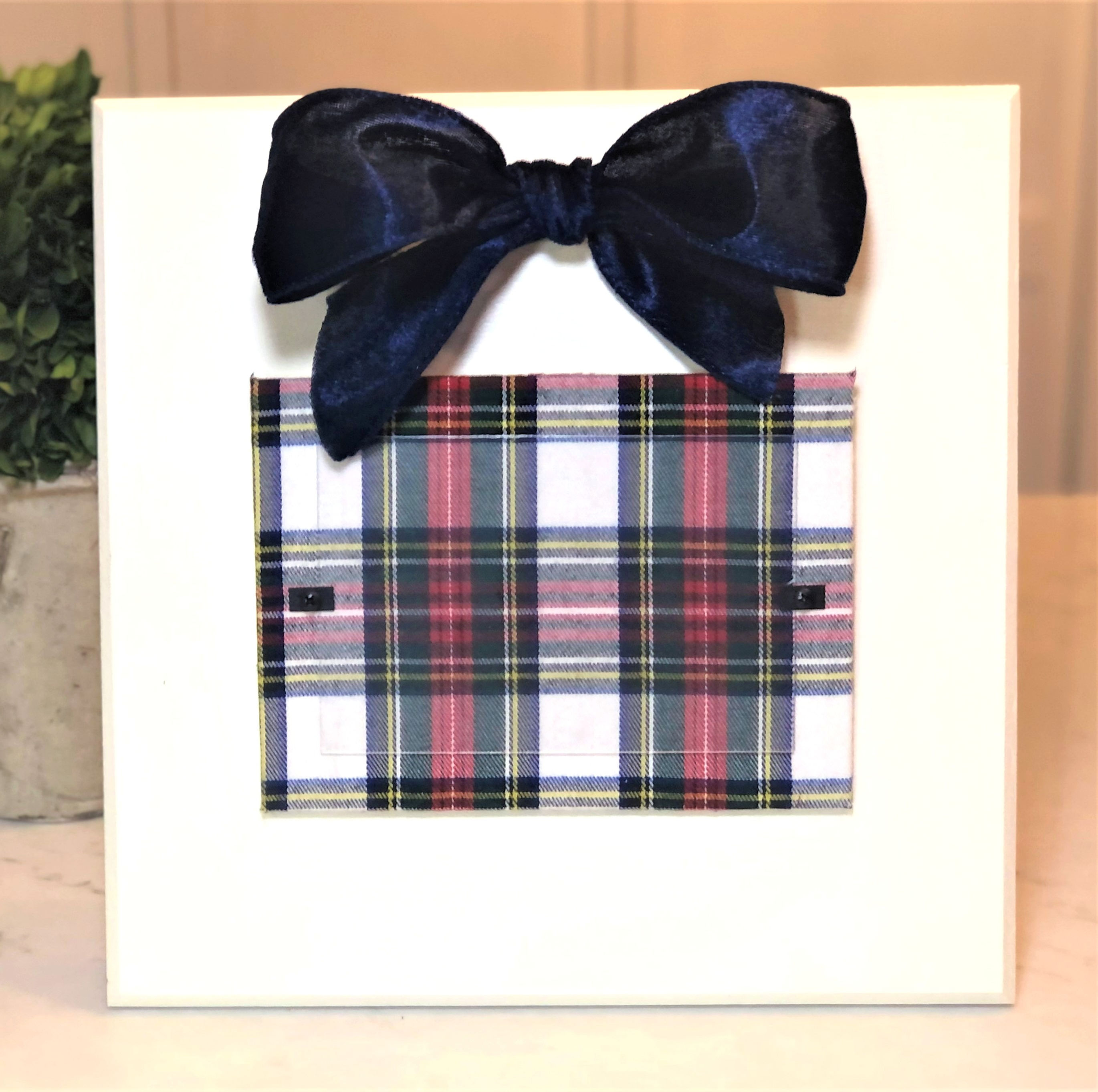 White Plaid Plaid Picture Frame