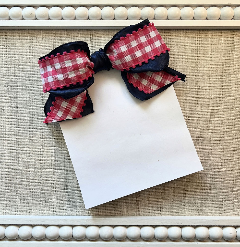 Thumbnail: Pink Gingham & Navy Ribbon Notepad
