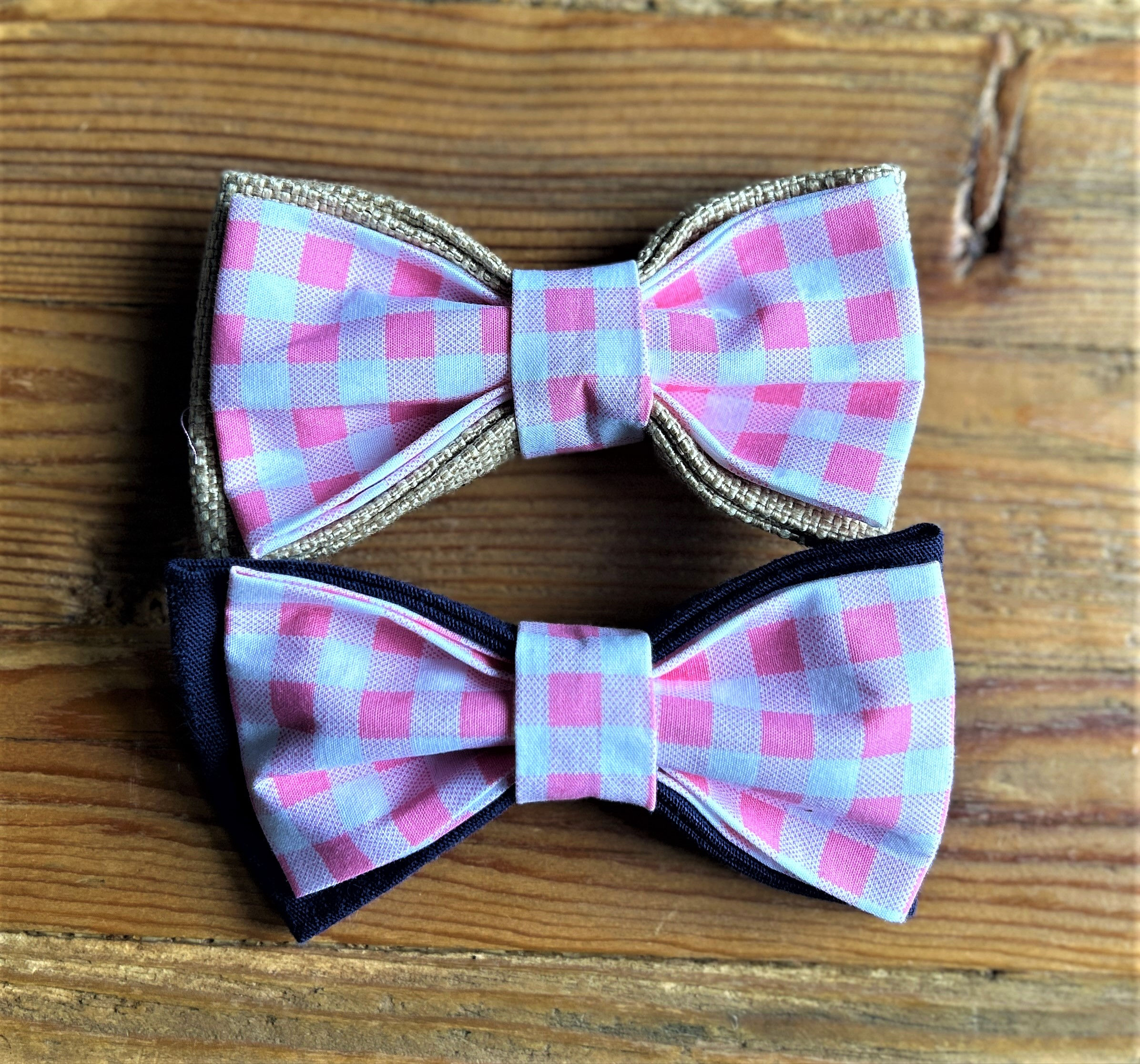 Pink Gingham Bow Tie for Dogs