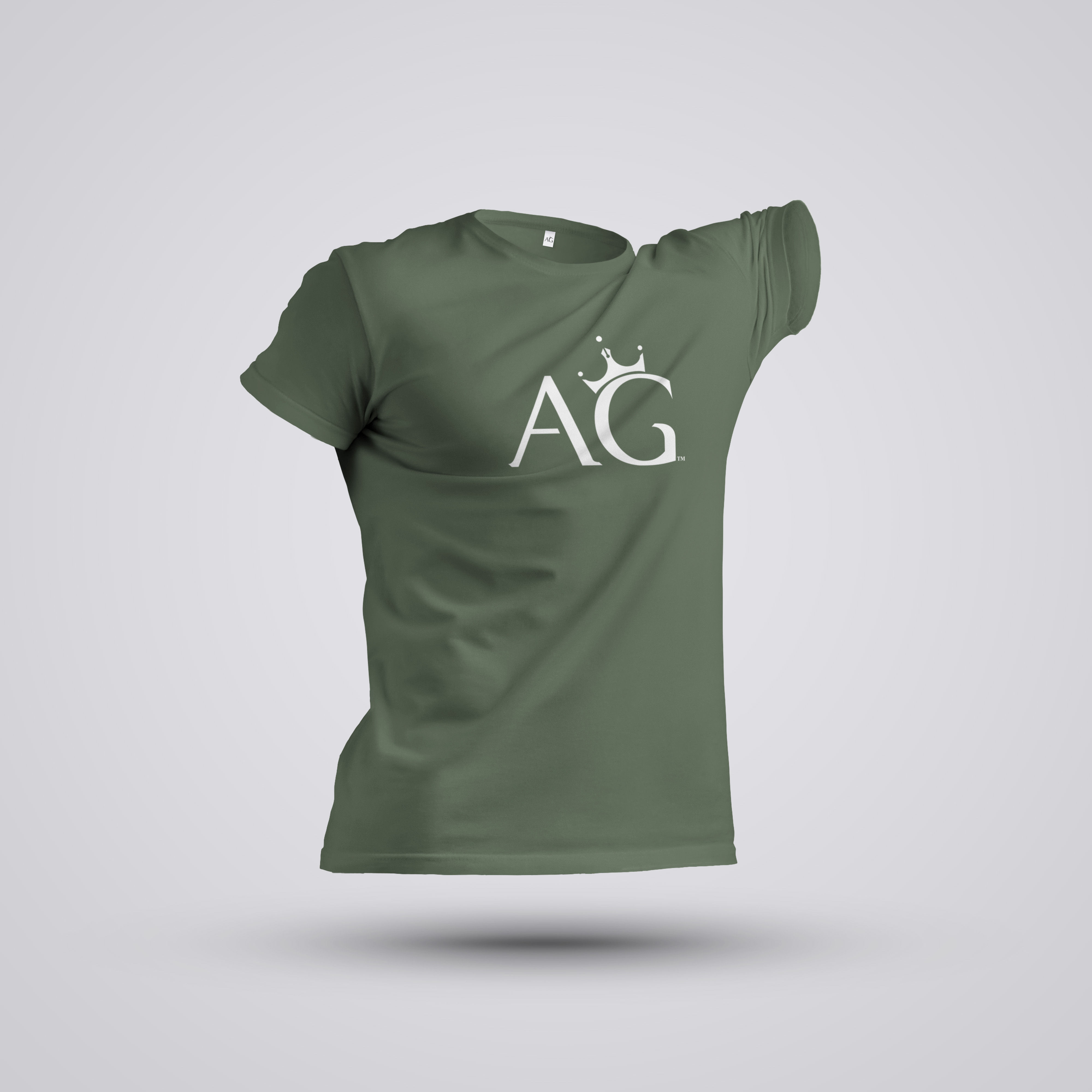 AG Products Military Green T Shirt with White Logo