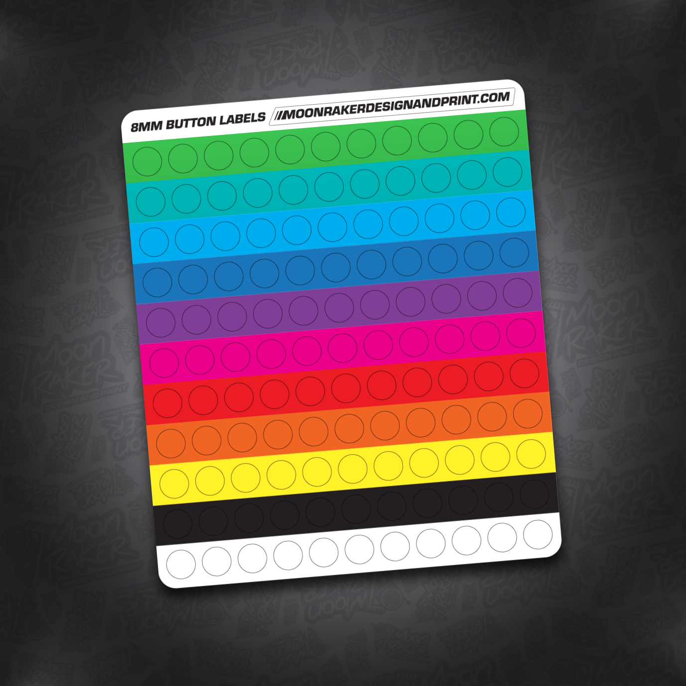 I-Racing 8mm round labels (MULTI COLOUR BASES)