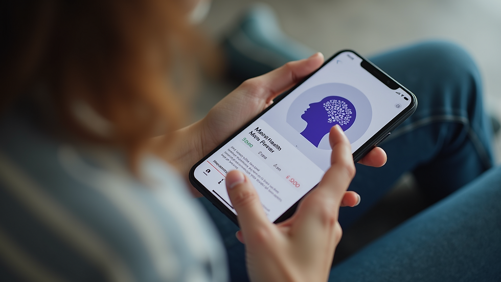 Close-up view of a smartphone displaying a mental health app interface