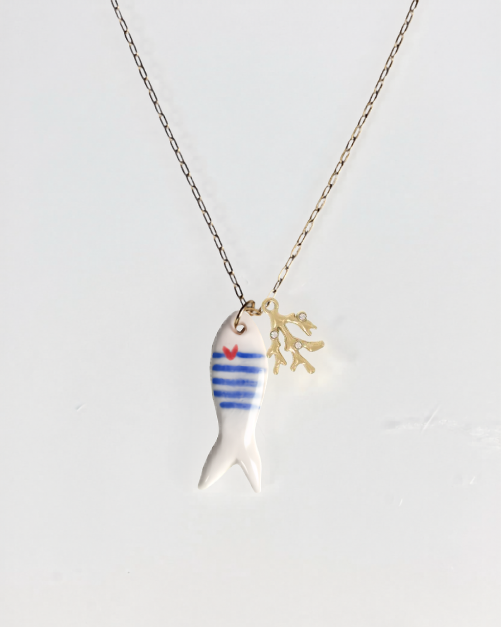Miniature : Collier Groix Mariniere Coral doré