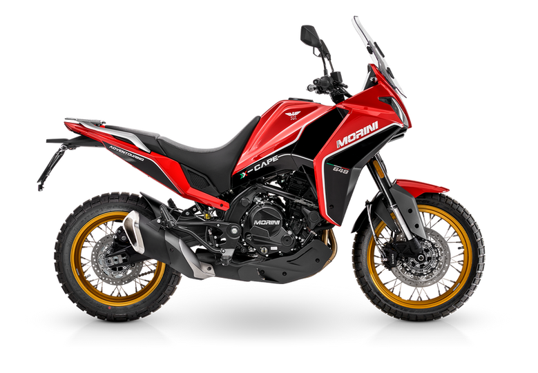 Moto morini X-Cape 650 Vermelha Golden Wheels Lado Png