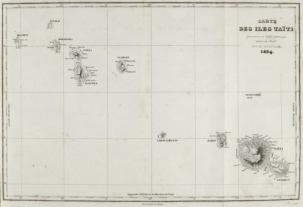 Illustration ancienne carte des iles taiti 1834