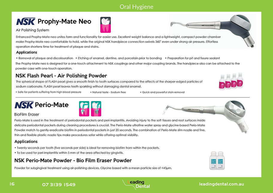 NSK Prophy-Mate Neo Air polishing System. Perio-Mate BioFilm eraser Powder.