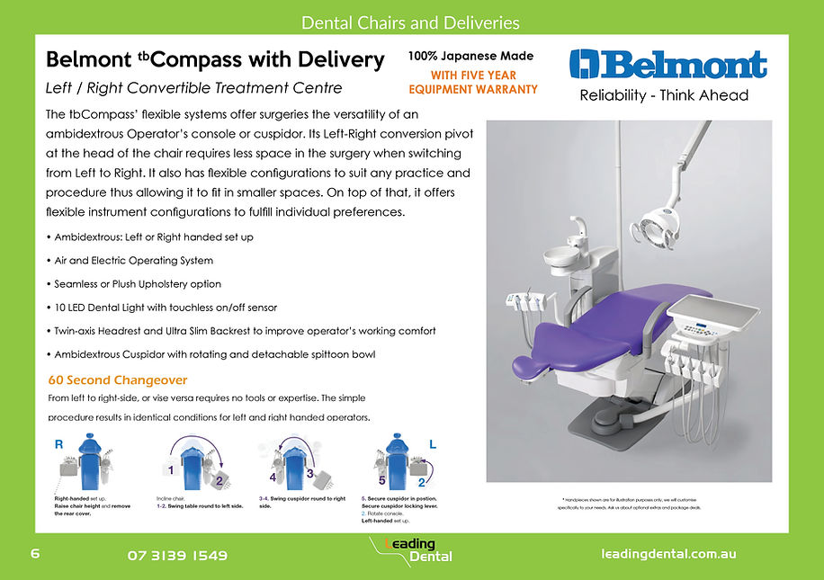 Belmont tb Compass Left/Right Convertible Dental Chair from Leading Dental