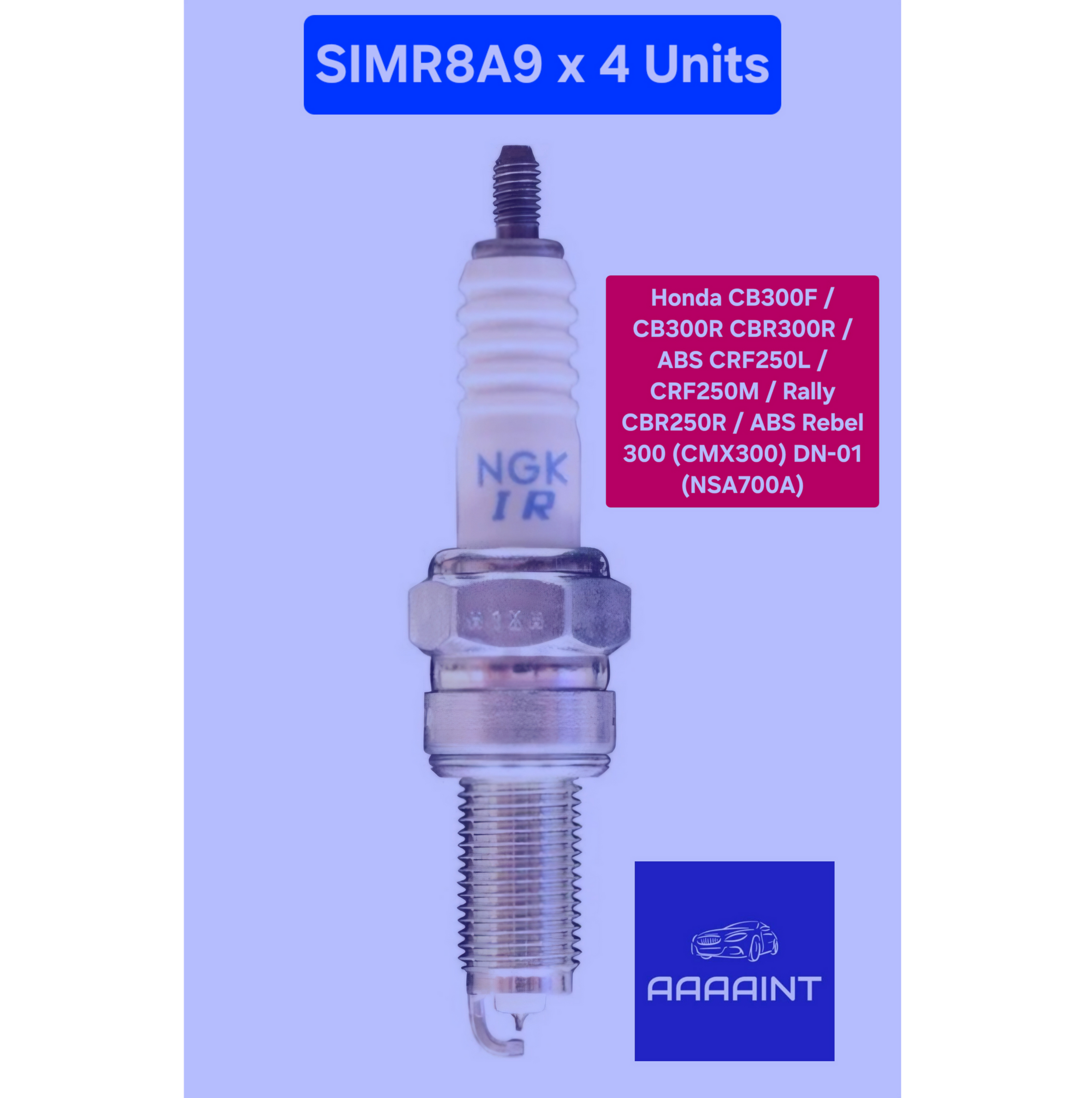 NGK SIMR8A9 x 4 S/P for Honda CB300F 300FA 300R 250R & DN-01-01
