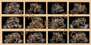 Industrial Opulence - Steampunk Style old automobile digital download images.