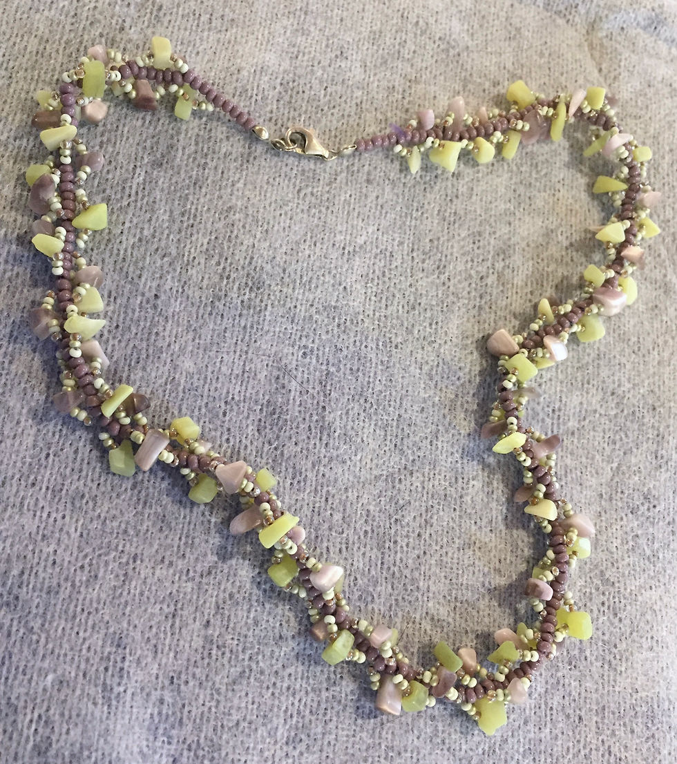 Olive Jade Lavender Howlite Spiral Necklace