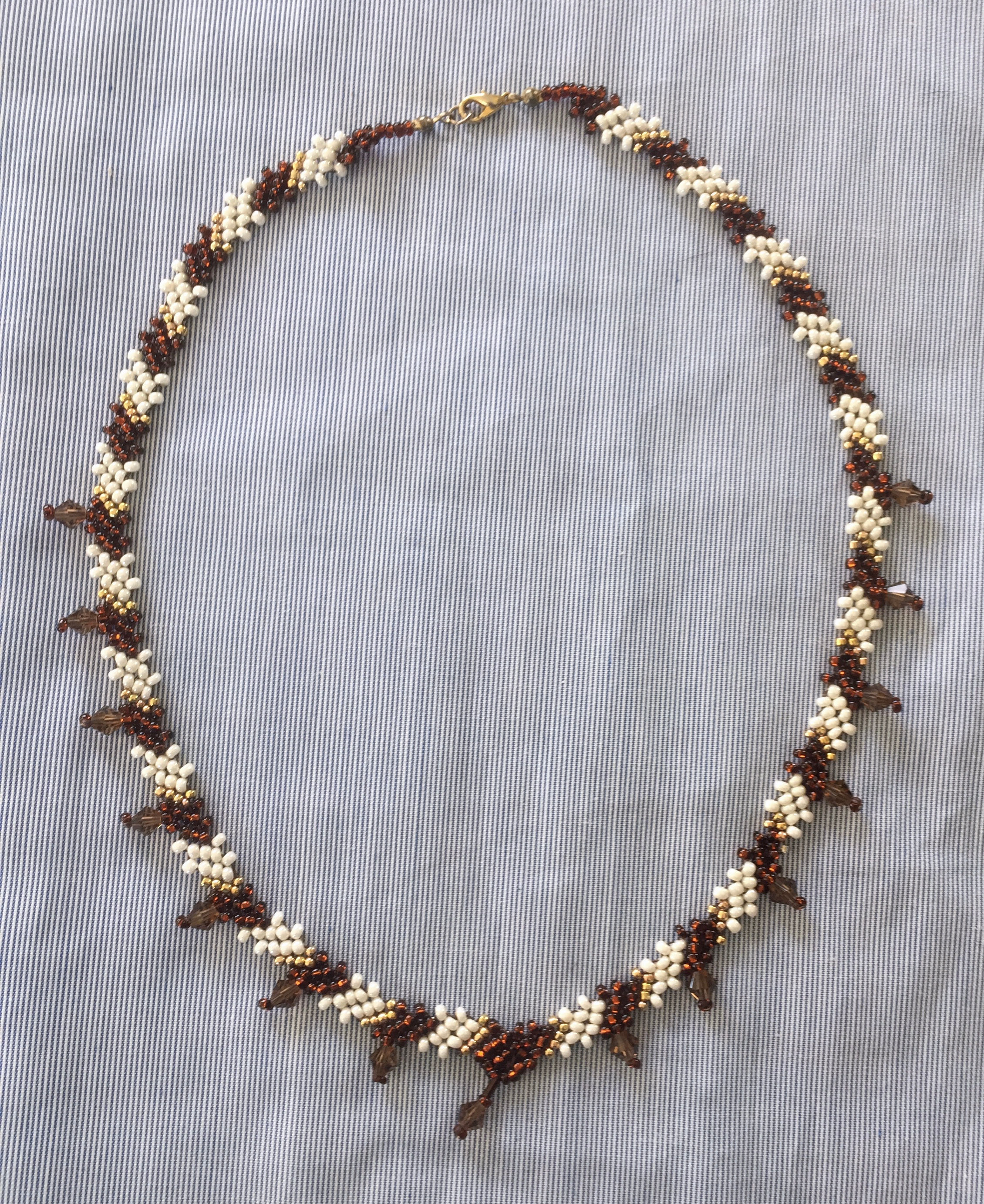 Brown/Cream Potawatomi Weave Necklace