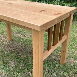 oak desk with bow ties