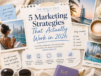 Marketing strategy notes and laptop on a minimal desk — The Molly Edit