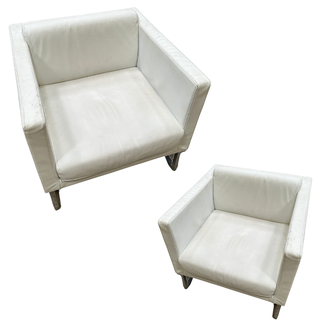 Lot de 2 fauteuil en cuir blanc (Qté : 1) ACC018