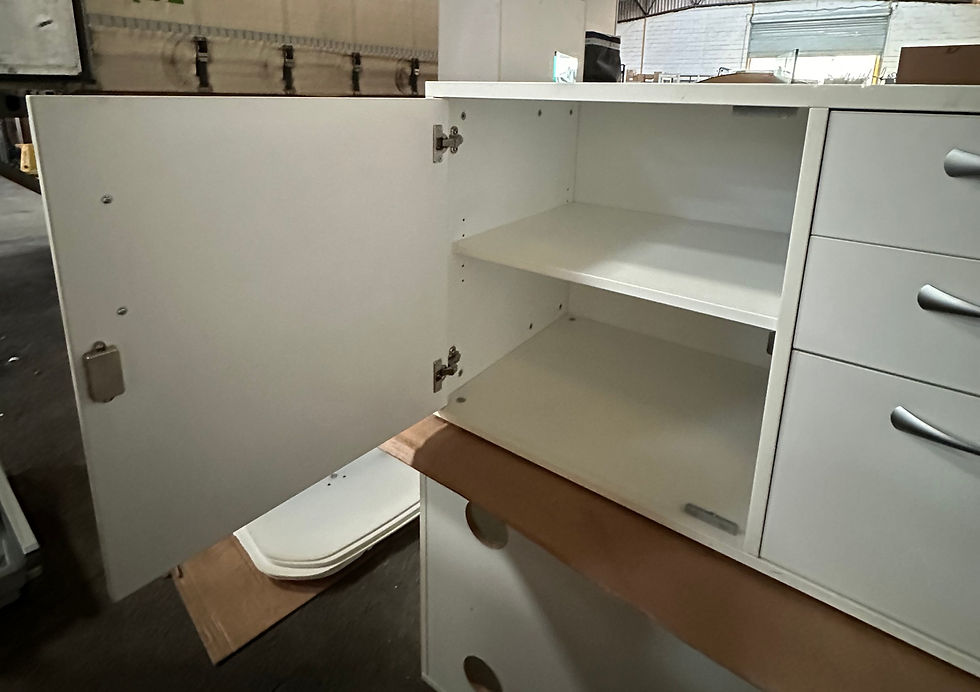 Miniature : Meuble bas commode blanche 130×66 cm avec tiroirs et niche (Qté 4) ARM248