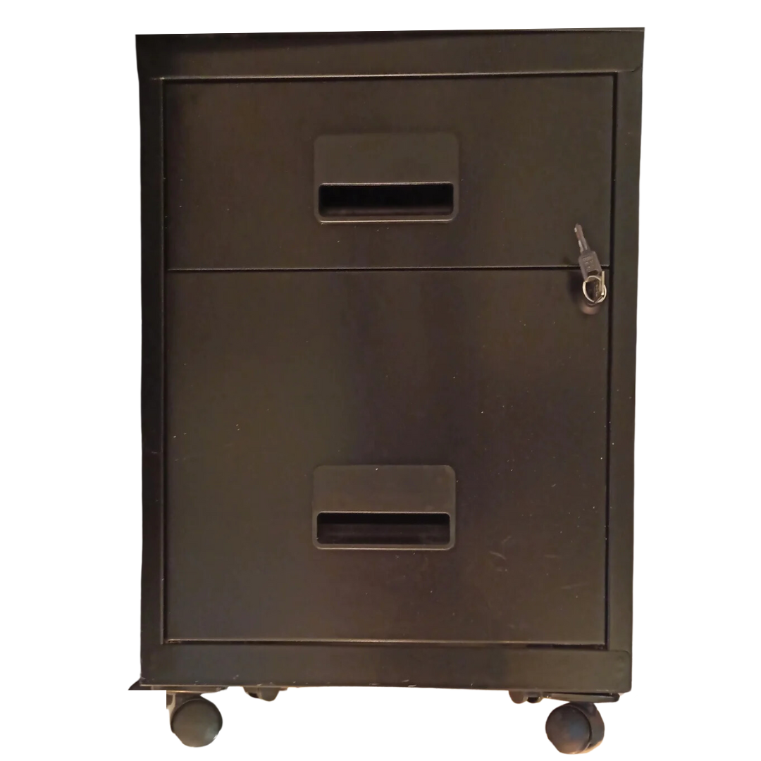Lot de 2 caissons métalliques noirs 2 tiroirs avec clés – (Qté : 1) CAI049