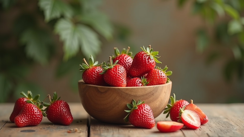 Vue en plongée d’un bol de fruits frais colorés sur une table en bois