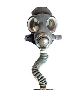 Hands on Tauranga historical gas mask teaching object used for classroom learning about conflict, technology, and social history.