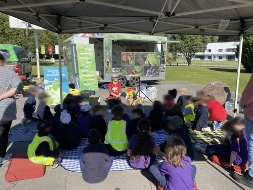 Students participating in an outdoor learning session led by the Whakatāne Kiwi Trust education programme