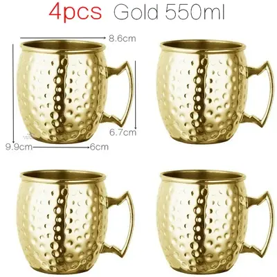 Thumbnail: 4pcs 550ml Net Moscow Mule Copper Mugs Metal Mug