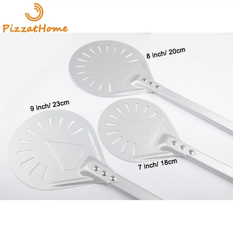 Thumbnail: PizzAtHome Long Handle 7/ 8/ 9 Inch Perforated Pizza Turning Peel