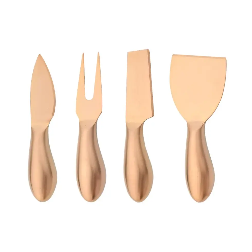 Thumbnail: Gold Matte Stainless Sttel Handle Cheese Knife Set