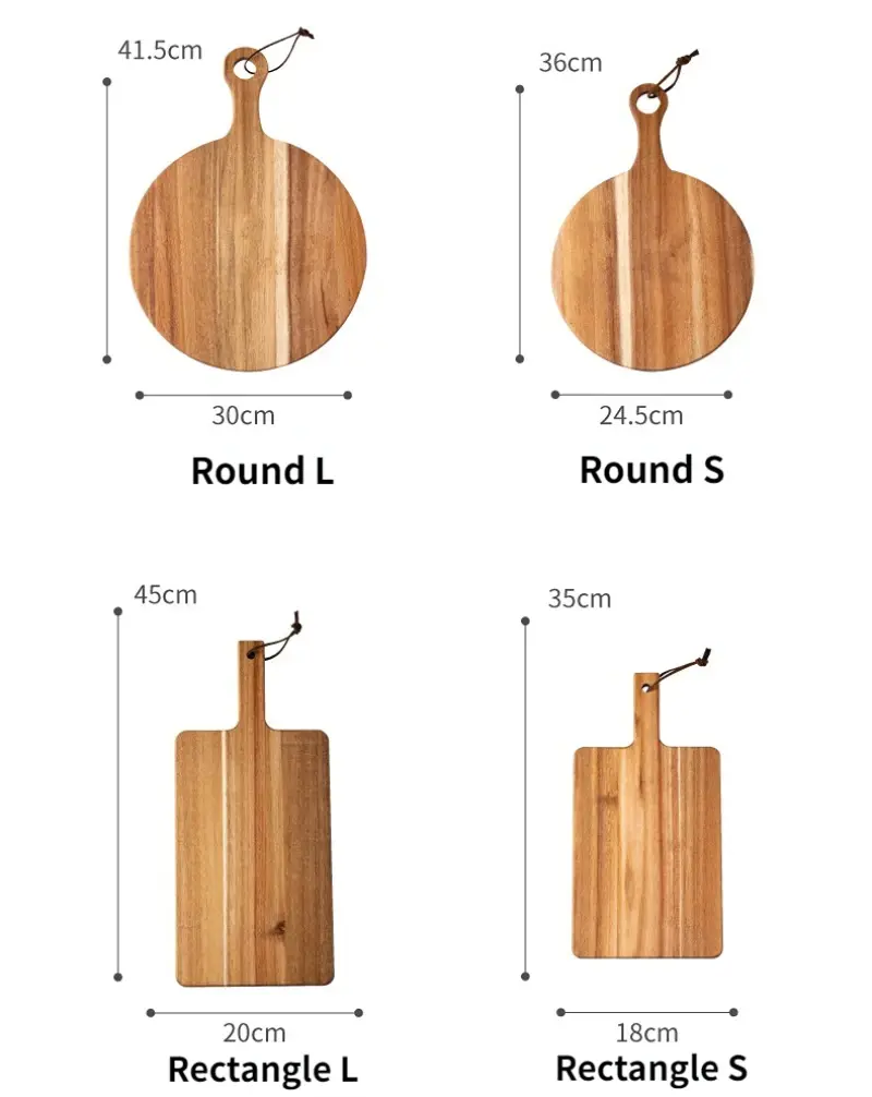 Thumbnail: Acacia Wood Cutting Board With Handle,Round Pizza Paddle Serving Chopping Block