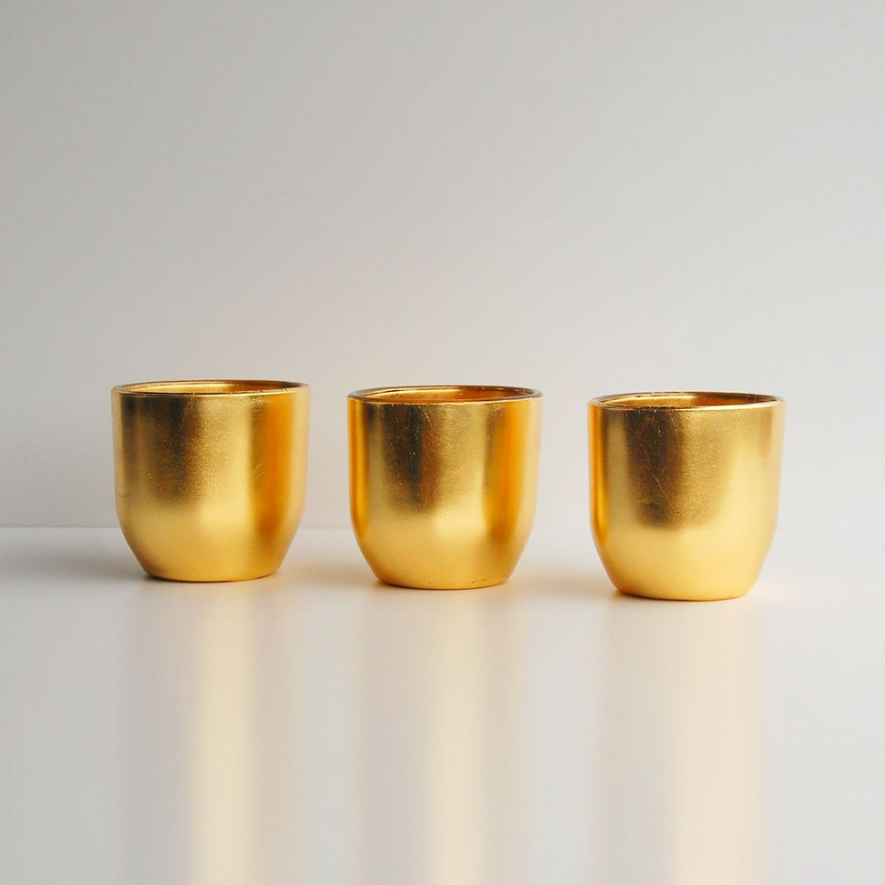 Thumbnail: GILT Set/3 Gold Oval Vases