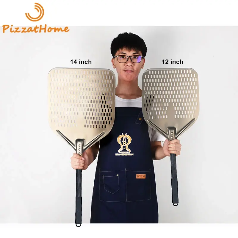 Thumbnail: PizzAtHome 14/13/12 Inch Perforated Pizza Peel Rectangular Pizza Shovel