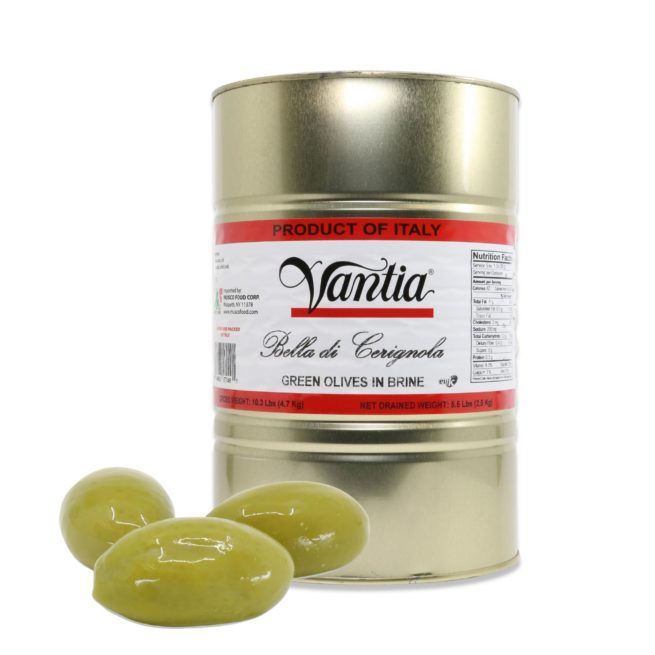 Whole green Cerignola Olives in tin - 5.5lbs