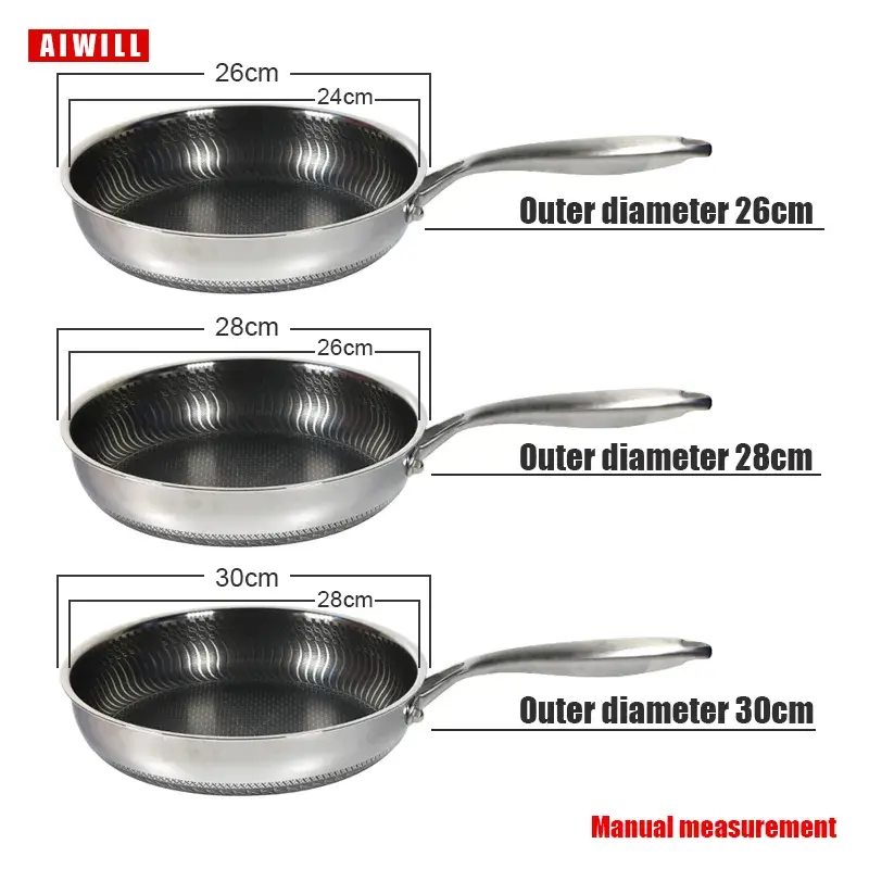 Thumbnail: AIWILL Kitchen Quality 316/304 Stainless Steel Frying Pan