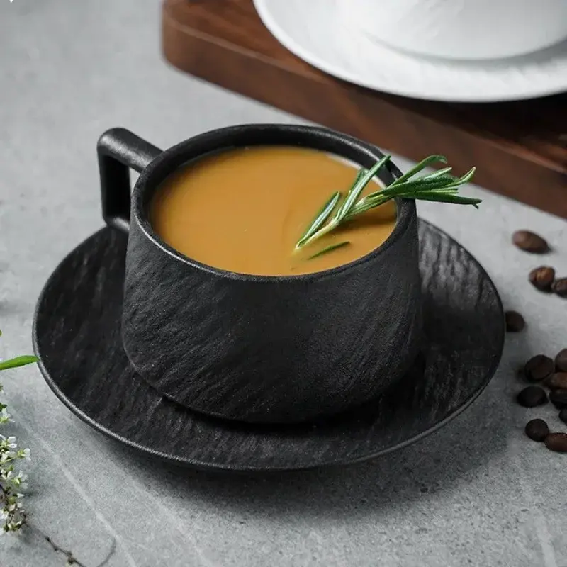 Thumbnail: Japanese-Style Rock Sand Ceramic Coffee Cup Set