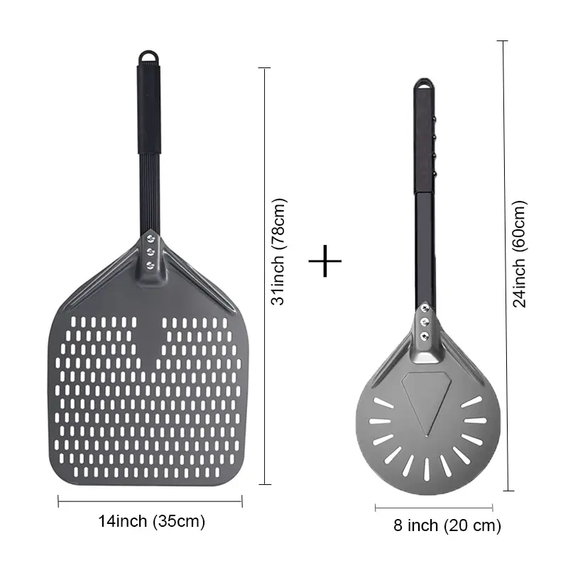 Thumbnail: PizzAtHome 14/13/12 Inch Perforated Pizza Peel Rectangular Pizza Shovel