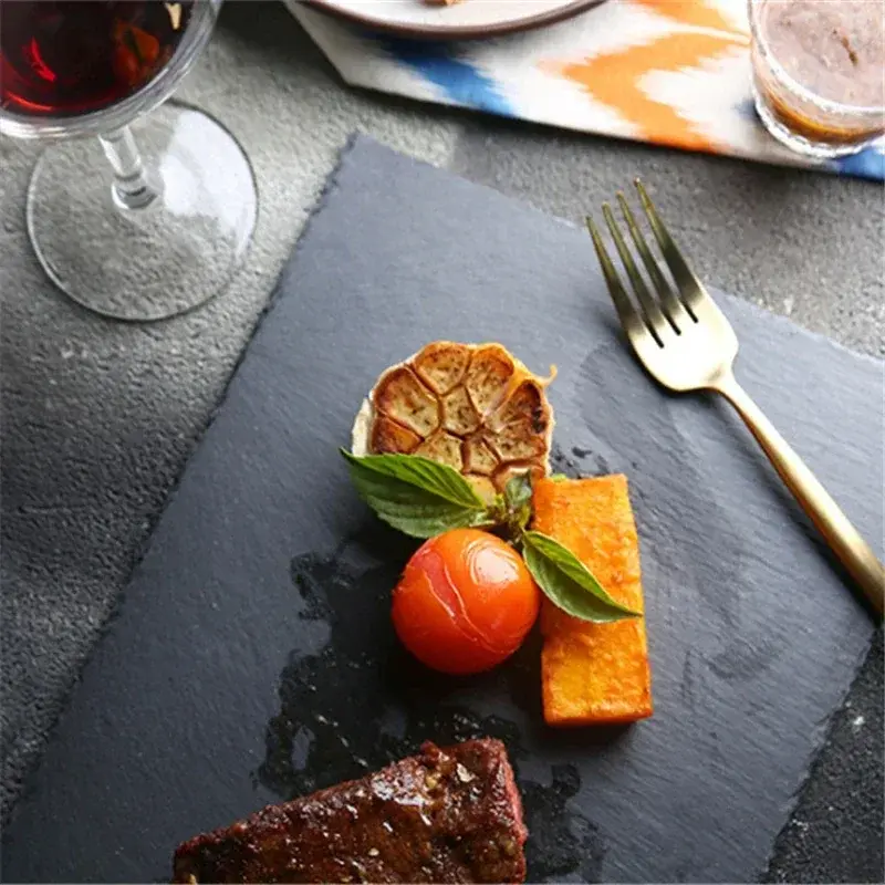 Thumbnail: Hot Sale Western Natural Slate Dishes Solid Square Stone Sushi