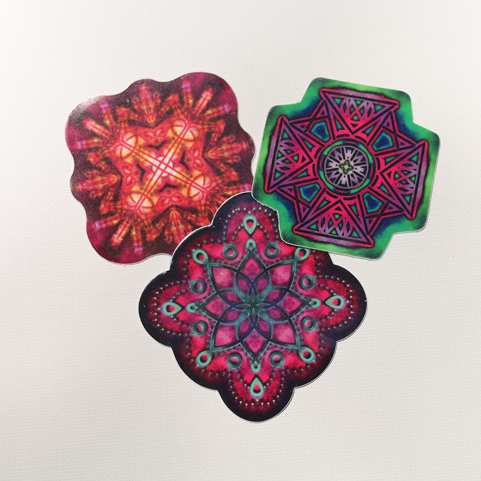 3 separate 2" mandala stickers