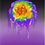 Thumbnail: Melting rainbow rose on black to purple ombre background
