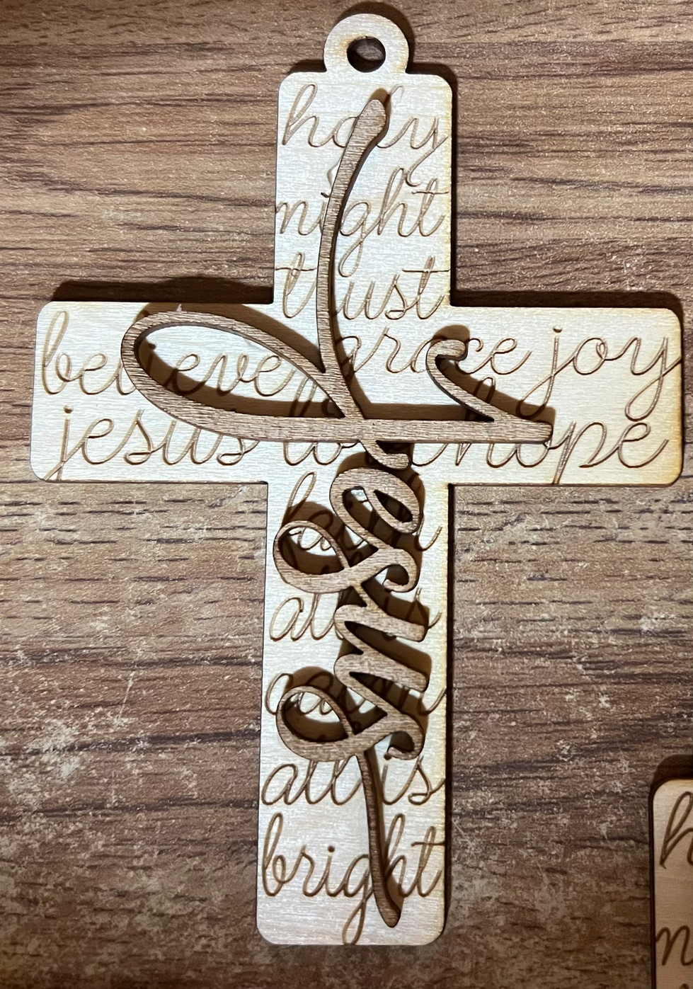 Laser cut and engraved ornament