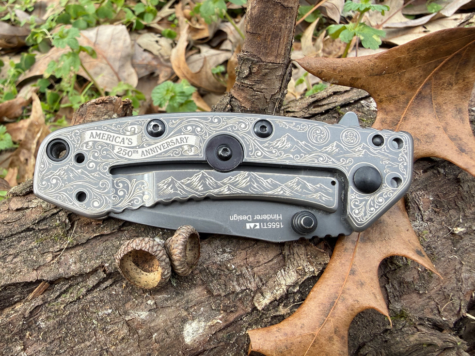 Laser engraved pocket knife