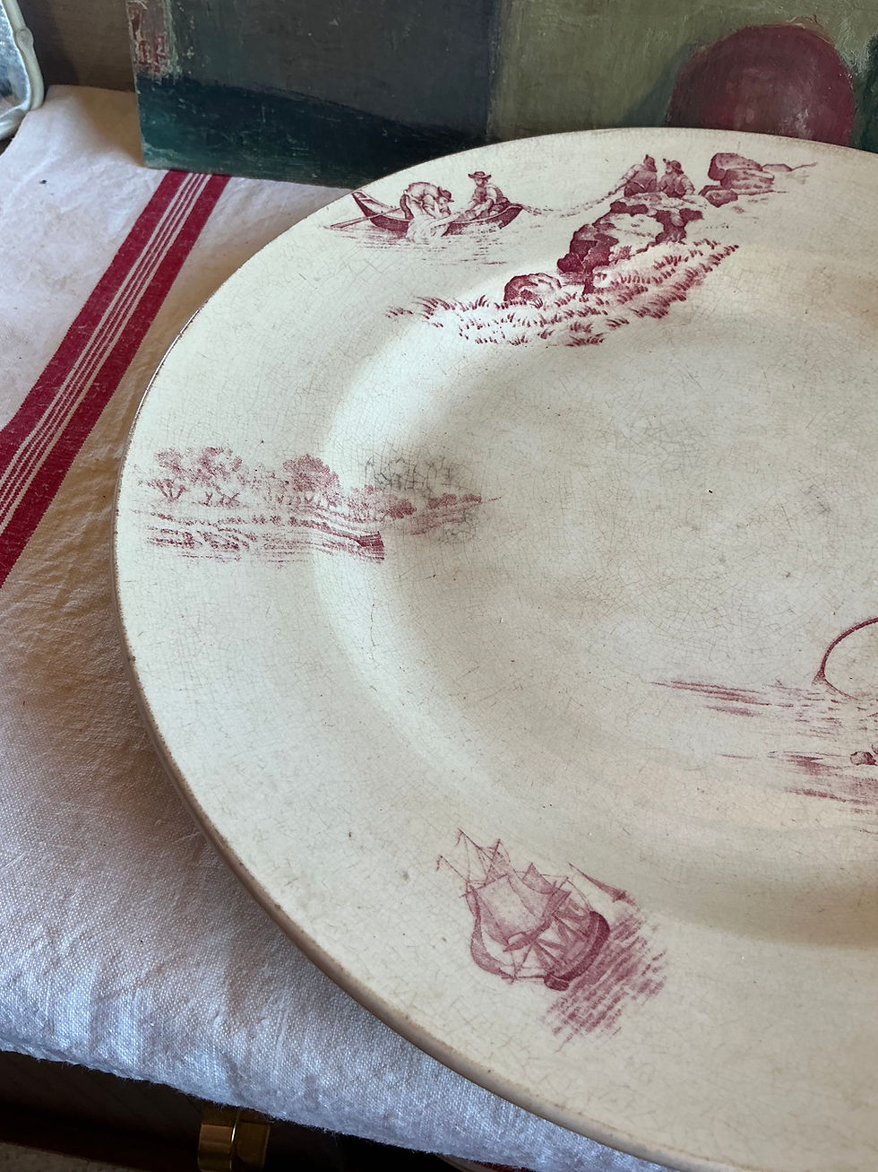 Miniature : Plat rond Pêcheurs Jules Vieillard