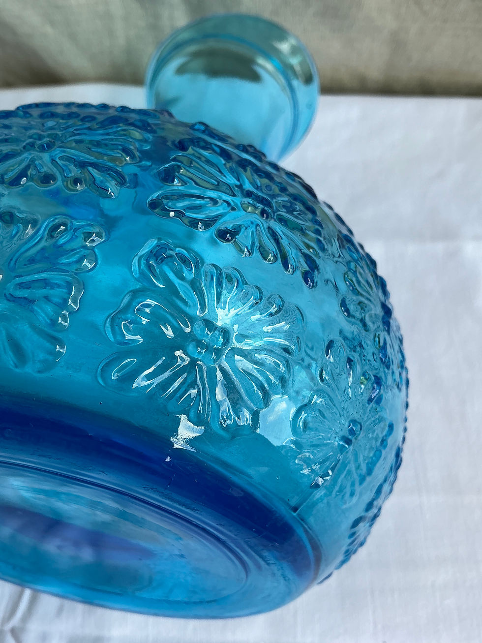 Miniature : Carafe bleue fleurs vintage