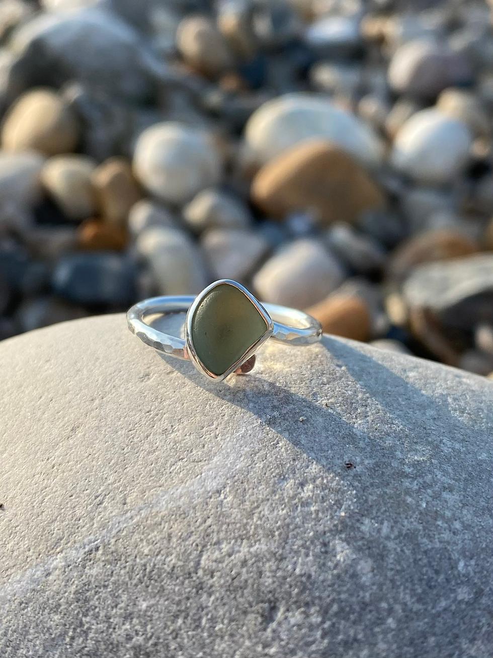 Thumbnail: Adjustable Sea Glass Ring Commission 