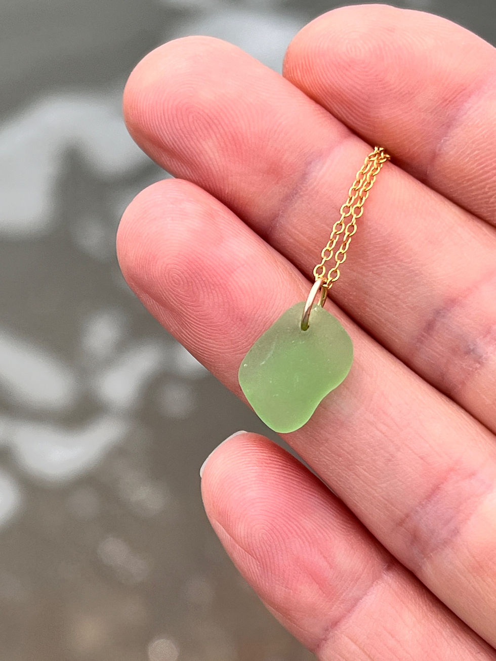 Thumbnail: Soft Green Sea Glass Necklace 