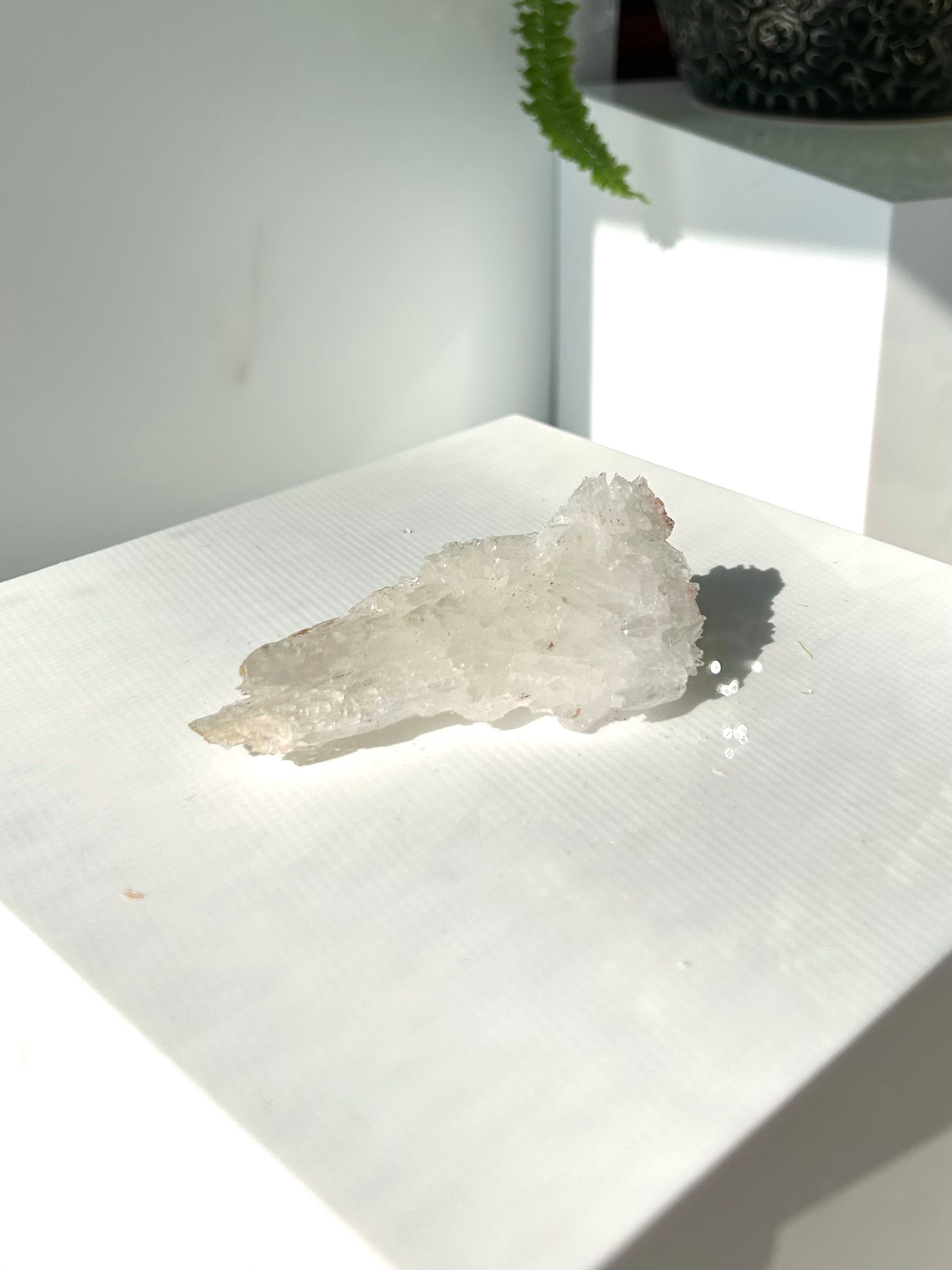 White Aragonite Calcite Cluster