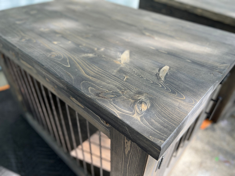 Thumbnail: Custom Single Dog Crates with Hinged top Stained Ebony
