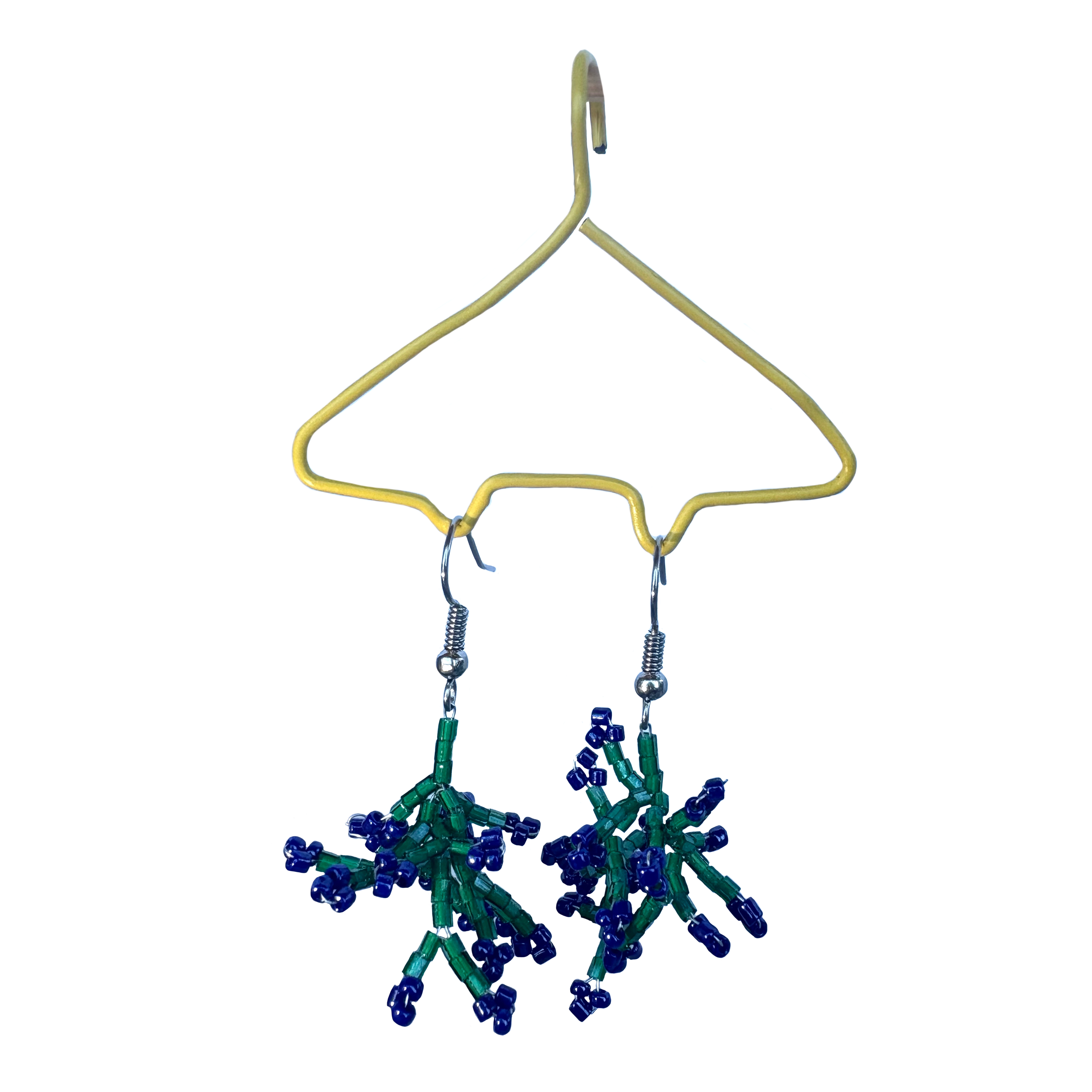 Beaded Little Blue Flowers Earrings