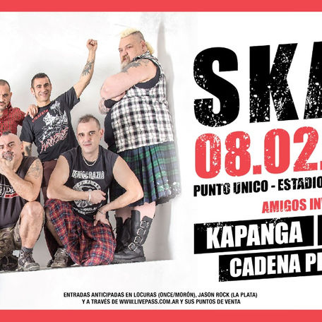 SKA-P EN ARGENTINA ESTARÁ ACOMPAÑADO POR KAPANGA, CADENA PERPETUA Y RIVALES