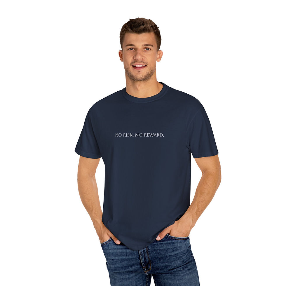 Thumbnail: Motivational Garment-Dyed T-shirt - "No Risk, No Reward"