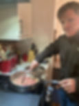 Captain Mike starts Mel's Hash by browning the ground beef and leaving it in the oil.